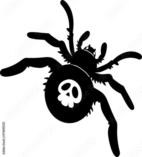 Halloween Skull Spider Silhouette Doodle Illustration