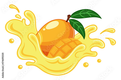 Juicy Mango with Splash Effect