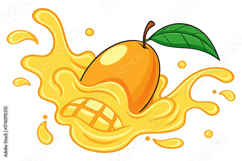 Juicy Mango with Splash Effect