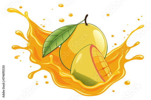 Mango Splash Vector Illustration