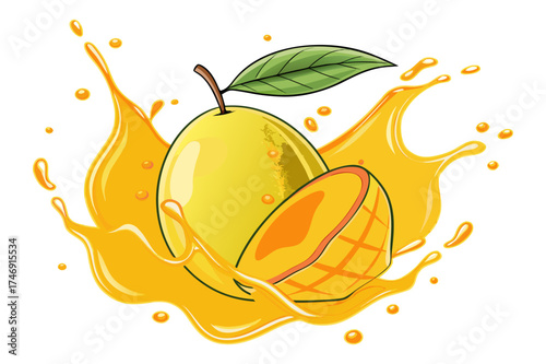 Mango Splash Vector Illustration