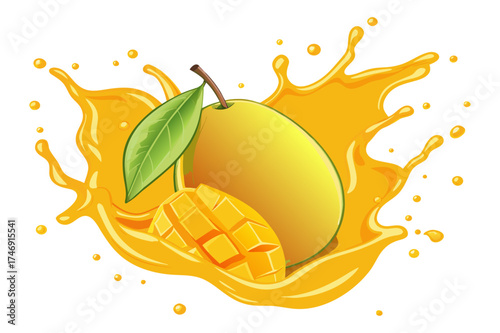Juicy Mango with Splash Effect