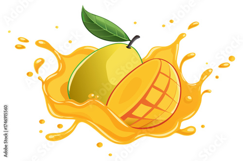 Juicy Mango with Splash Effect
