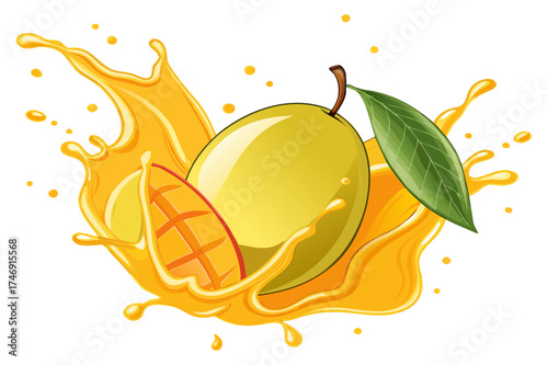 Mango Splash Vector Illustration