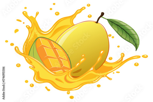 Mango Splash Vector Illustration
