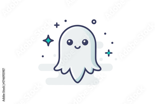 sheet like ghost with floating stars soft glow
