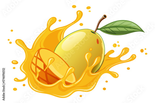 Sweet Mango with Leaf and Juice Burst