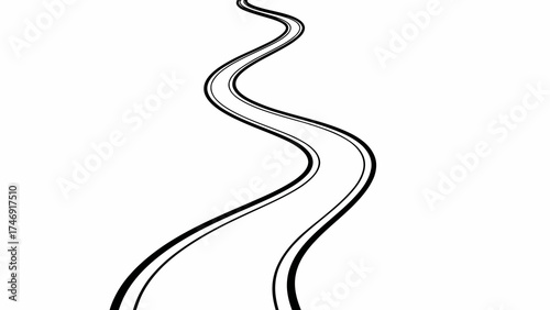 Dynamic winding road illustration for journey concepts or travel adventures, a simple line art design for creative navigation and destination themes