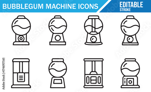 Minimalist Bubblegum Machine Icon Set for Digital Design Projects