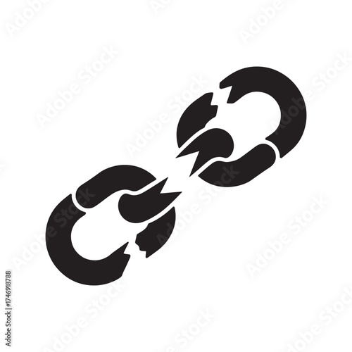 Broken chain link symbol representing disconnection separation or failed connection