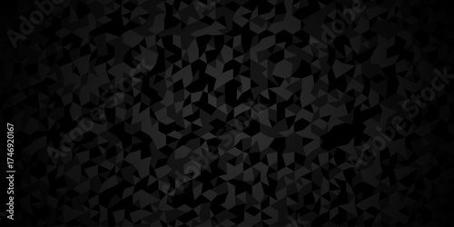 Abstract low polygon cubic black gray black vector poly triangle texture geometric pattern composed of triangular. geometric wall tile and metal cube background triangle wallpaper design.	