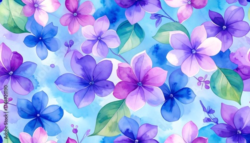 Delicate floral watercolor seamless pattern