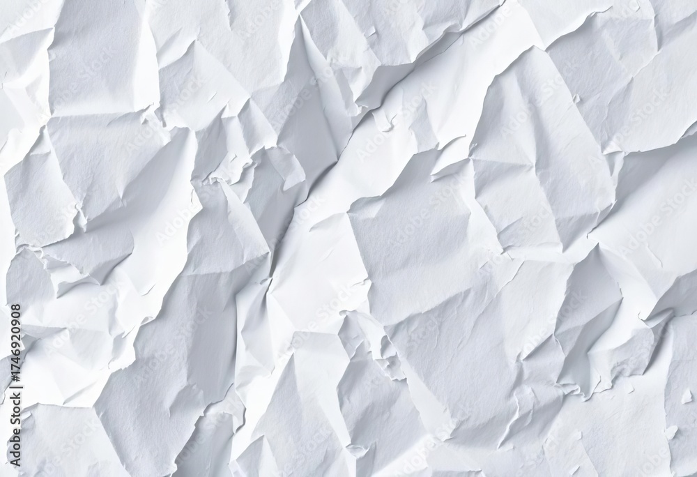 Obraz premium Close-up of crumpled white paper, texture details visible, contrast, grey