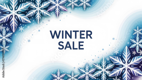 Blue Christmas background with snowflakes and festive winter design