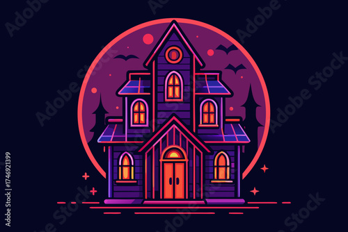 Victorian inn with oval windows and old lanterns