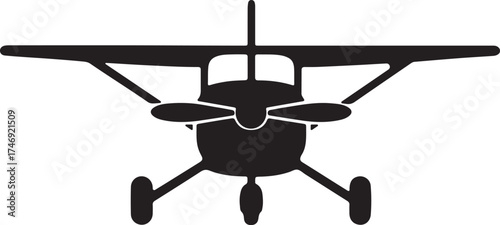 small airplane front view silhouette Vector Illustration