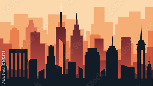 A skyline silhouette with diverse highrise buildings capturing the essence of urban living and real estate investment opportunities.
