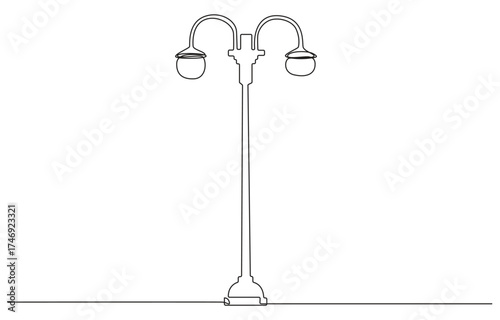 Street lamp continuous one line drawing,1