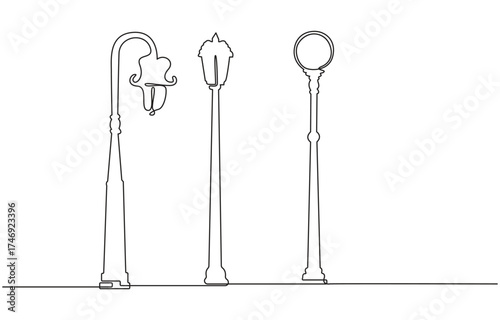 Street lamp continuous one line drawing,1