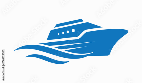 Minimalist Cruise ship vector logo. Shipping boat and vector illustration.