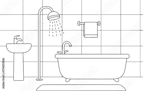 modern bathroom interior with shower