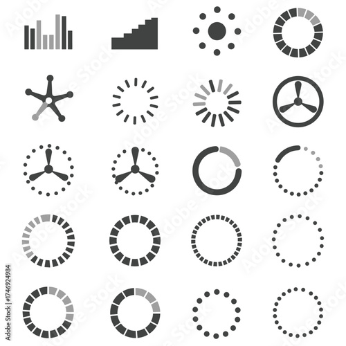 Loading vector set isolated on white background stock illustration