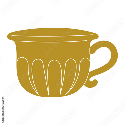 Porcelain cute green cup for tea or coffee, elegant and cozy tableware design