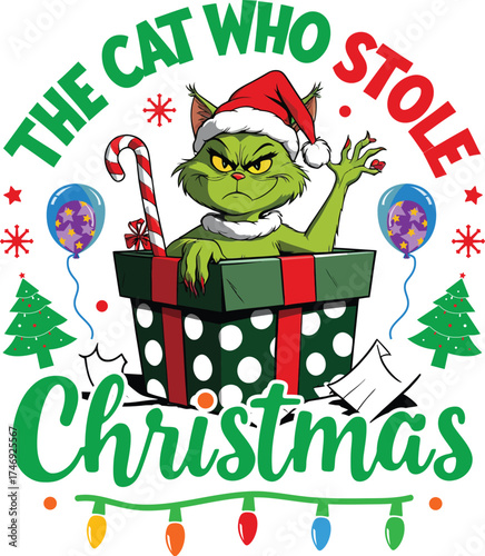 The Cat Who Stole Christmas T-Shirt design