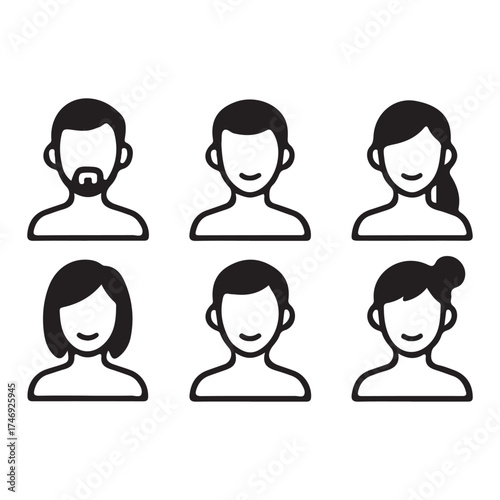 Diverse User Icons A Collection of Minimalist Profile Avatars