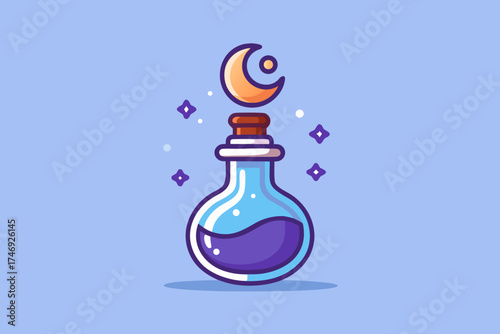 small potion vial subtle mist rising soft glow