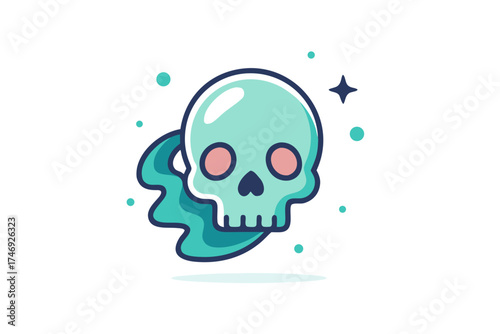 skull with slightly elongated jaw and soft glowing effect