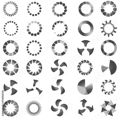 Loading vector set isolated on white background stock illustration