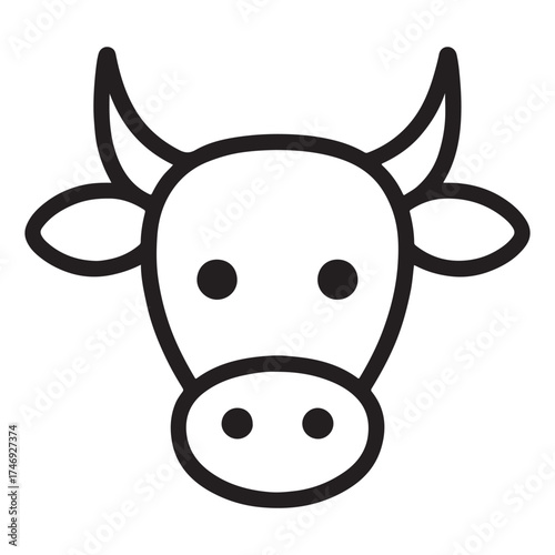 A Cute Minimalist Cow Icon Illustration for Farms and Animals