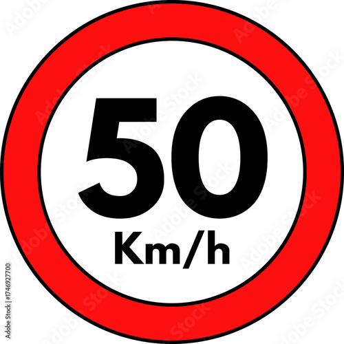 Speed Limit 50 kmh Traffic Sign Vector