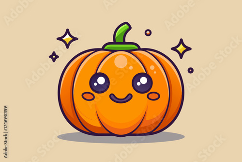 squat pumpkin with tiny jagged eyes and simple design
