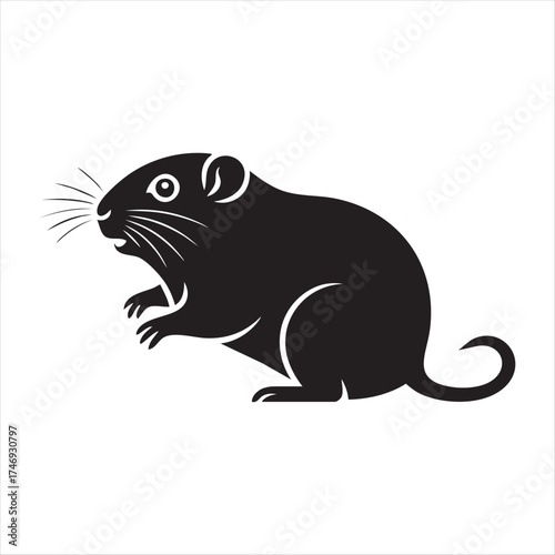 Simple Black Rodent Vector Icon Stylized Mouse or Rat Silhouette Clipart