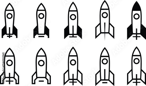 Rocket Icon Vector – Minimalist Space Rocket Logo Design EPS.