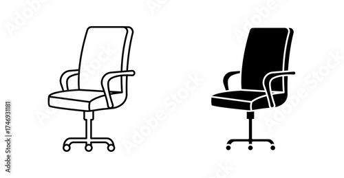 office chair with tires in side style icon