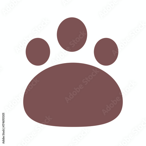 Simple brown paw print icon representing pets animals and animal care