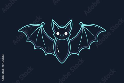 bat with fully spread monoline wings subtle glowing effect