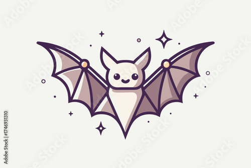 bat with folded wings in mid flap subtle shadow