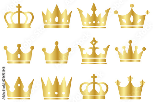 Big collection quality black crowns. Crown icon set illustration. Collection of crown silhouette. Crown vector collection, royal luxury symbols. Crown icon set. leadership award, victory symbo