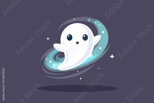 ghost with soft mist spiral below body illustration