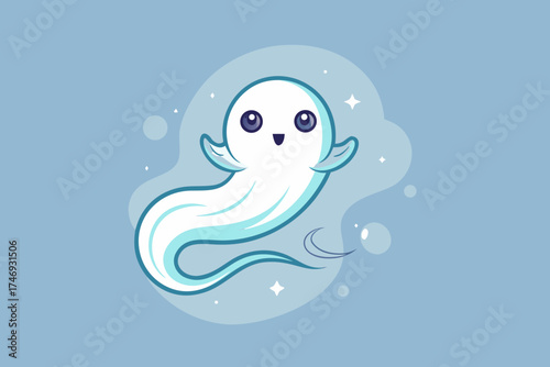 ghost with wavy tail and soft sparkling effect