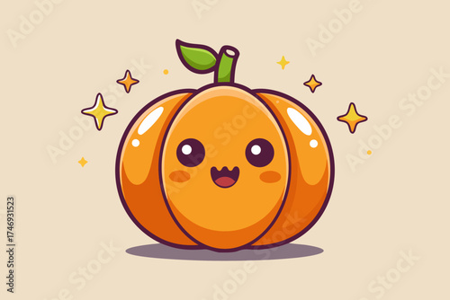 oval pumpkin with surprised carved facial expression