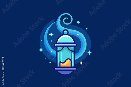 magical lantern with subtle crescent cutout glowing