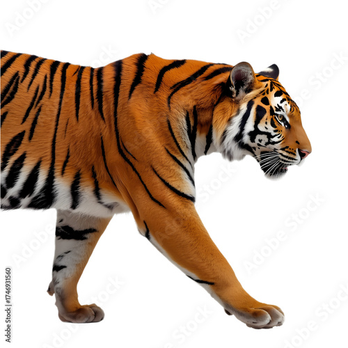 Isolated tiger walking wildlife animal big cat predator feline bengal tiger image