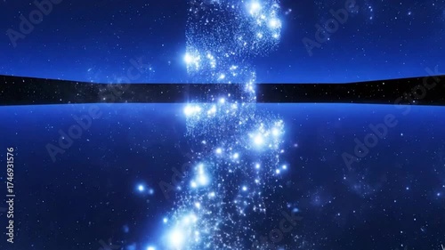 Abstract cosmic background with a swirling galaxy, blue and white, representing space, energy, and the universe