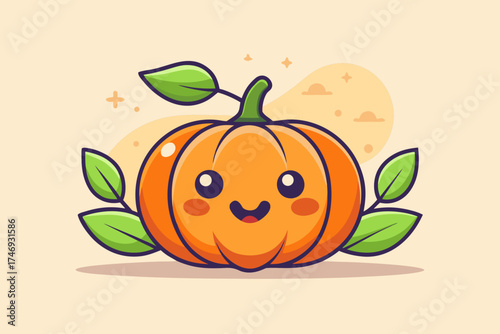 pumpkin with half moon eyes zigzag pattern smile expression,