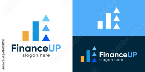 Creative simple finance up logo template. Chart with arrow up for financial management logo design vector illustration.